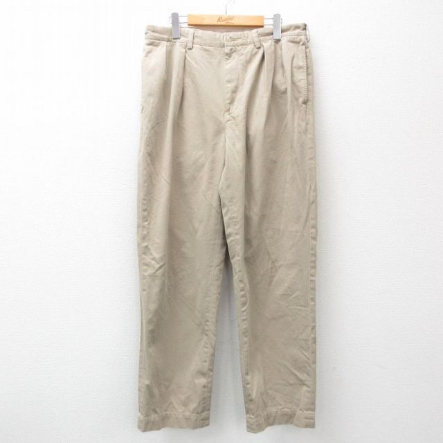 W34★古着 ラルフローレン Ralph Lauren ブランド チノ パンツ チノパン メンズ 90年代 90s ANDREW コットン ベージュ カーキ 25feb21 中古 ボトムス ロング