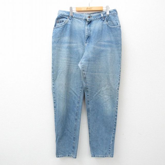 W36★古着 リー Lee ジーンズ メンズ 90年代 90s テーパード ヒゲ コットン USA製 紺 ネイビー デニム 25feb21 中古 ボトムス ジーパン Gパン ロング パンツ
