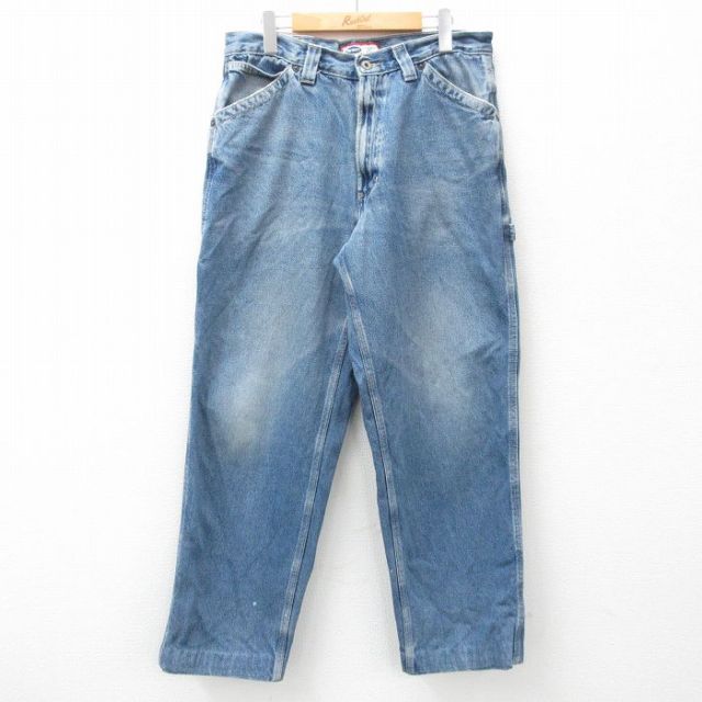 W33★古着 オールドネイビー ペインター パンツ メンズ 00年代 00s コットン 紺 ネイビー デニム 【spe】 25feb21 中古 ボトムス ロング