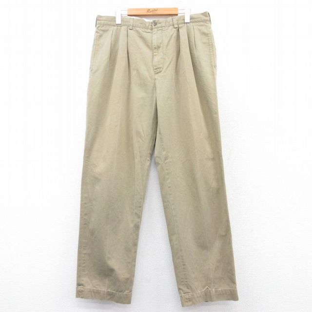 W36★古着 ラルフローレン Ralph Lauren ブランド チノ パンツ チノパン メンズ 90年代 90s ANDREW コットン ベージュ カーキ 25feb21 中古 ボトムス ロング