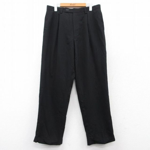 W34★古着 カルバンクライン Calvin Klein スラックス パンツ メンズ 黒 ブラック 25feb21 中古 ボトムス ロング