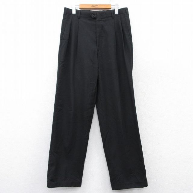 W33★古着 パンツ メンズ 80年代 80s タロン 黒 ブラック 25feb21 中古 ボトムス ロング