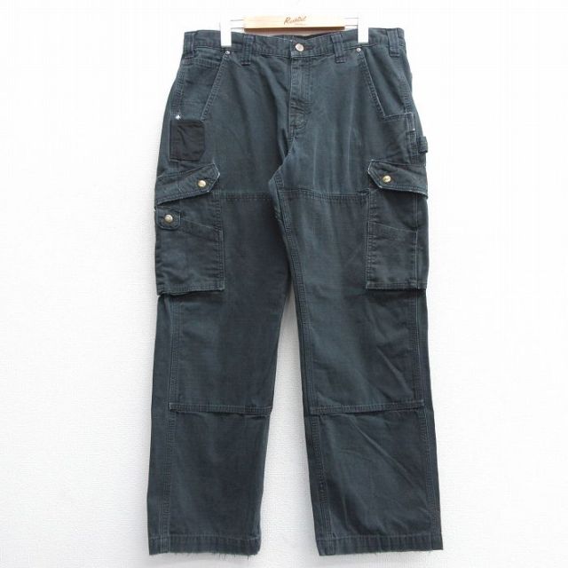W36★古着 カーハート Carhartt ペインター カーゴ パンツ メンズ ダブルニー コットン 黒 ブラック 【spe】 25feb22 中古 ボトムス ロング