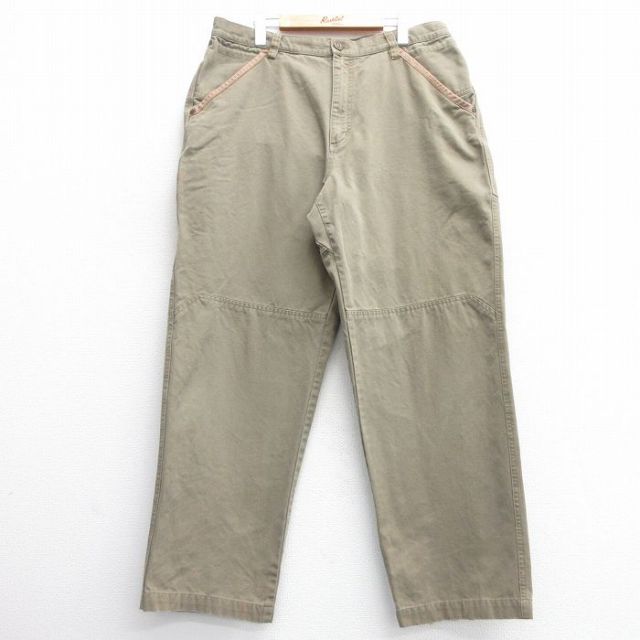 【50%OFF】W38★古着 コロンビア COLUMBIA パンツ メンズ 00年代 00s ダブルニー ダック地 コットン 緑系 グリーン 25feb22 中古 ボトムス ロング