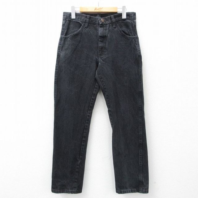 W31★古着 ラスラー ジーンズ メンズ コットン 黒 ブラック デニム 25feb25 中古 ボトムス ジーパン Gパン ロング パンツ