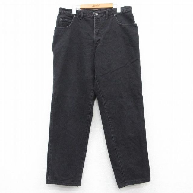 W37★古着 ランズエンド ジーンズ メンズ 90年代 90s コットン USA製 黒 ブラック デニム 【spe】 25feb25 中古 ボトムス ジーパン Gパン ロング パンツ