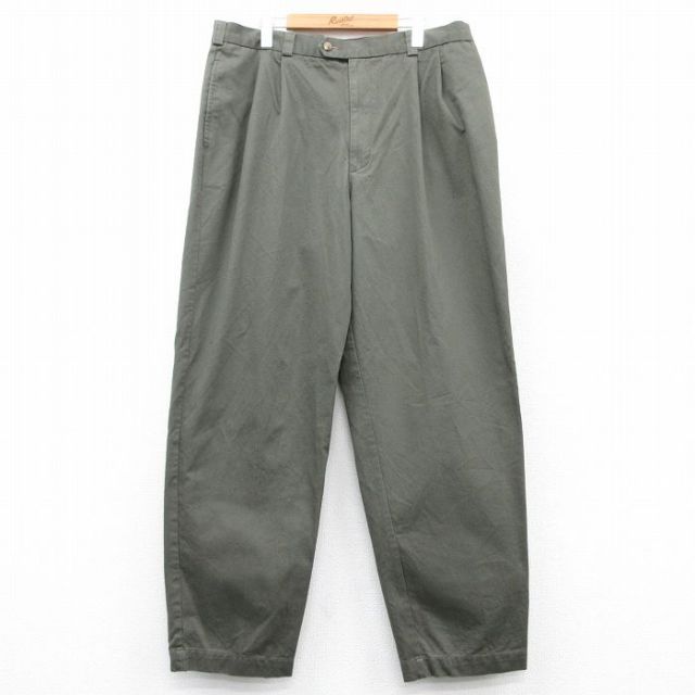 W37★古着 ペリーエリス パンツ メンズ 90年代 90s コットン 緑系 グリーン 25feb25 中古 ボトムス ロング
