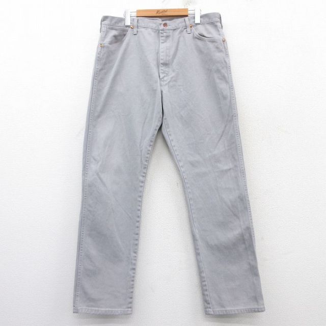 W38★古着 ラングラー Wrangler ジーンズ メンズ 90年代 90s コットン USA製 グレー デニム 25feb25 中古 ボトムス ジーパン Gパン ロング パンツ