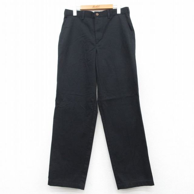 W32★古着 FARAH パンツ メンズ コットン 黒 ブラック 25feb25 中古 ボトムス ロング