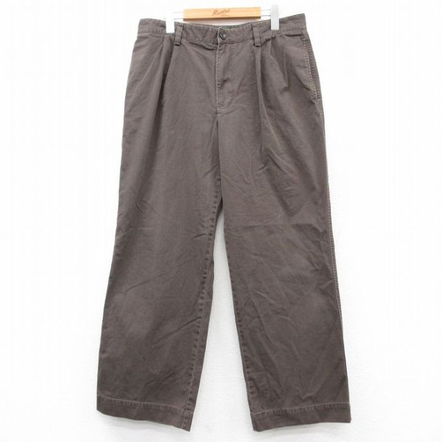 W34★古着 エディーバウアー パンツ メンズ コットン こげ茶 ブラウン 25feb25 中古 ボトムス ロング