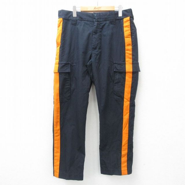 W36★古着 カーゴ パンツ メンズ リップストップ 濃紺他 ネイビー 25feb26 中古 ボトムス ロング
