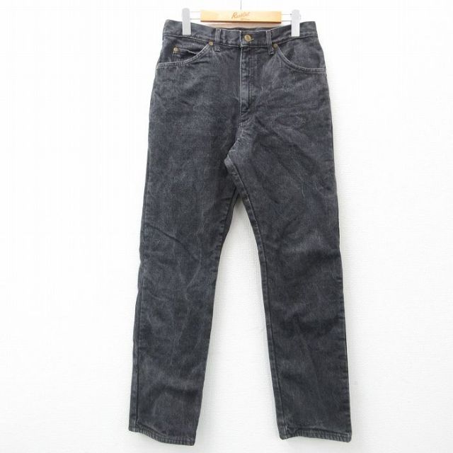 W32★古着 エルエルビーン LLBEAN ジーンズ メンズ 90年代 90s コットン USA製 黒 ブラック デニム 内側フランネル 【spe】 25feb26 中古 ボトムス ジーパン Gパン ロング パンツ