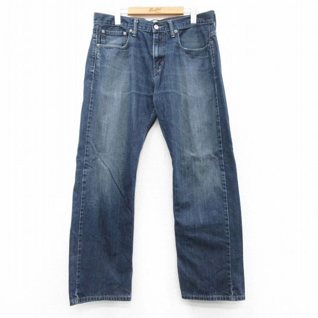 W33★古着 リーバイス Levis 569 ジーンズ メンズ コットン 紺 ネイビー デニム 【spe】 25feb26 中古 ボトムス ジーパン Gパン ロング パンツ