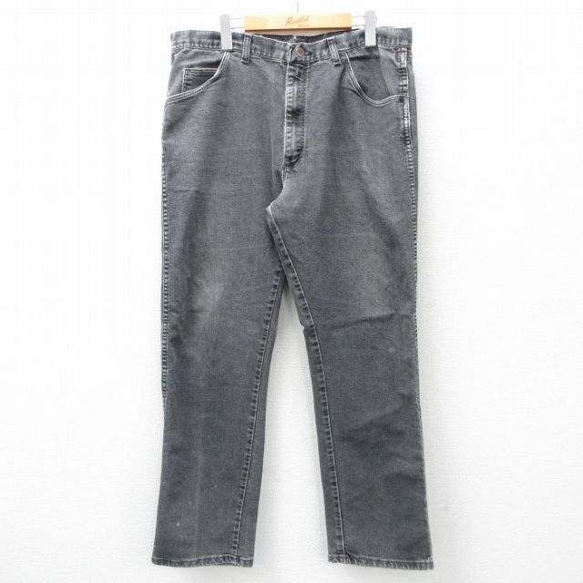W36★古着 ラングラー Wrangler ジーンズ メンズ 90年代 90s USA製 黒 ブラック デニム 【spe】 25feb26 中古 ボトムス ジーパン Gパン ロング パンツ