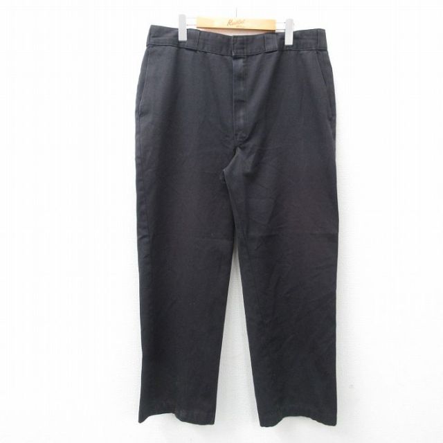 W38★古着 ディッキーズ Dickies ワーク パンツ メンズ 黒 ブラック 25feb26 中古 ボトムス ロング