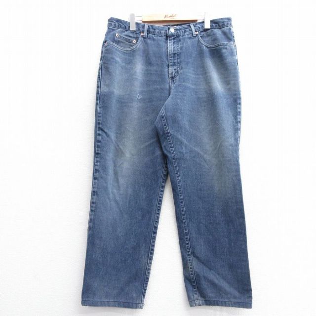 W37★古着 ゲス GUESS ジーンズ メンズ 00年代 00s ヒゲ コットン 紺 ネイビー デニム 25feb27 中古 ボトムス ジーパン Gパン ロング パンツ
