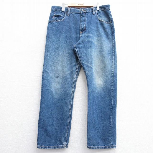 W38★古着 レッドキャップ ジーンズ メンズ コットン 紺 ネイビー デニム 25feb28 中古 ボトムス ジーパン Gパン ロング パンツ