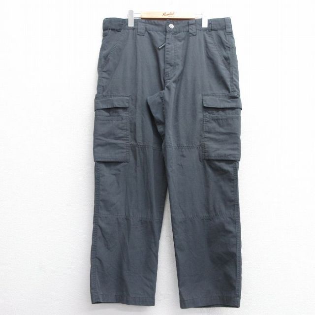 W36★古着 カーゴ パンツ メンズ リップストップ 濃グレー 25feb28 中古 ボトムス ロング