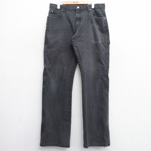W34★古着 ディッキーズ Dickies ペインター パンツ メンズ 黒 ブラック デニム 25feb28 中古 ボトムス ロング