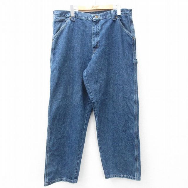 W36★古着 ペインター パンツ メンズ コットン 紺 ネイビー デニム 25feb28 中古 ボトムス ロング