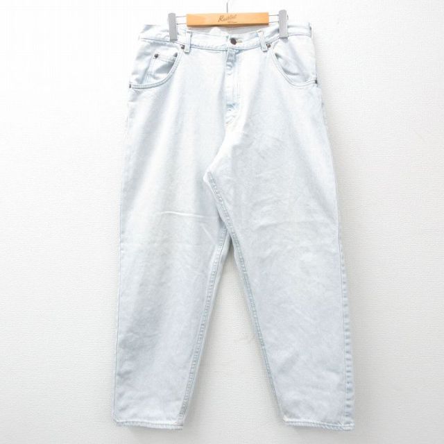 W36★古着 リー Lee ジーンズ メンズ 90年代 90s コットン USA製 薄紺 ネイビー デニム 【spe】 25feb28 中古 ボトムス ジーパン Gパン ロング パンツ