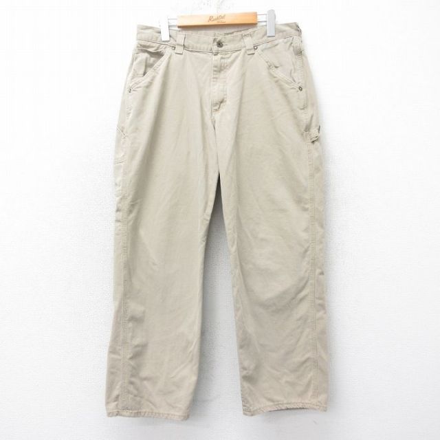 W33★古着 リー Lee ペインター パンツ メンズ コットン ベージュ カーキ 25feb28 中古 ボトムス ロング