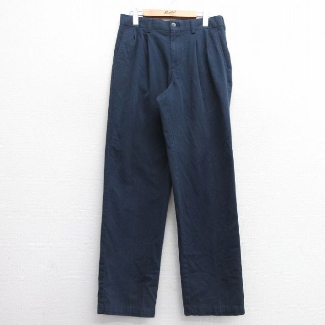 【20%OFF】W31★古着 パンツ メンズ 紺 ネイビー 25feb28 中古 ボトムス ロング