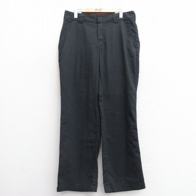 W35★古着 ディッキーズ Dickies ワーク パンツ メンズ 黒 ブラック 25feb28 中古 ボトムス ロング