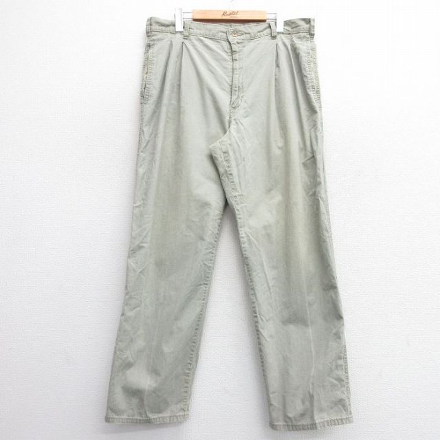W36★古着 パンツ メンズ 90年代 90s コットン USA製 緑系 グリーン 25mar01 中古 ボトムス ロング