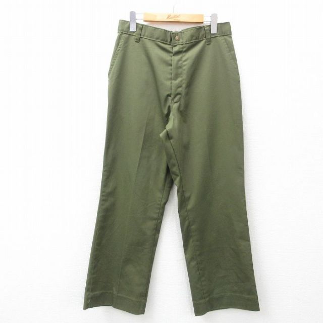 W32★古着 ボーイスカウト パンツ メンズ 濃緑 グリーン 25mar01 中古 ボトムス ロング