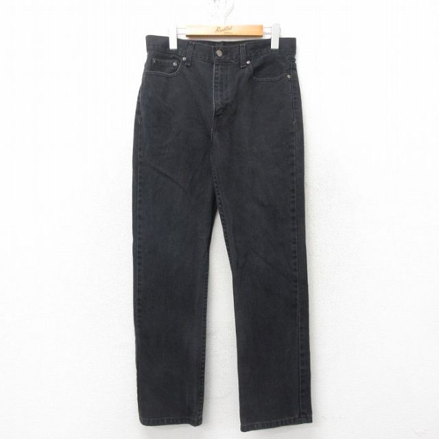 W31★古着 ジーンズ コットン 黒 ブラック デニム 25mar01 中古 メンズ ボトムス ジーパン Gパン ロング パンツ