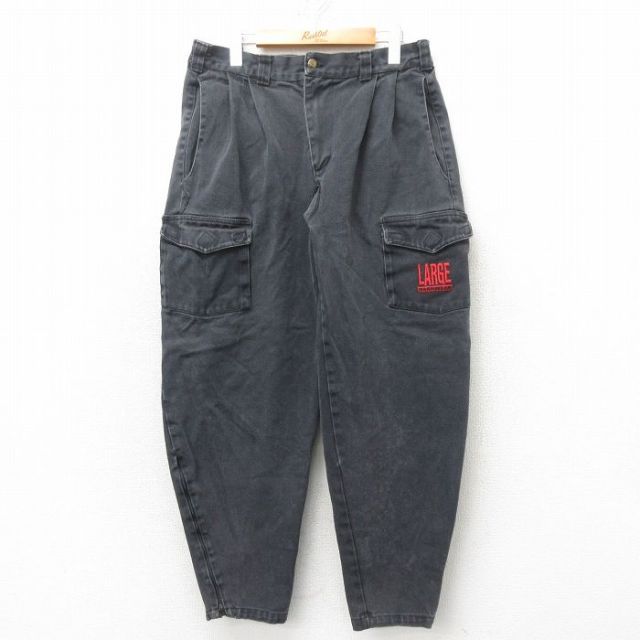 W32★古着 カーゴ パンツ メンズ 90年代 90s コットン 黒 ブラック 【spe】 25mar01 中古 ボトムス ロング