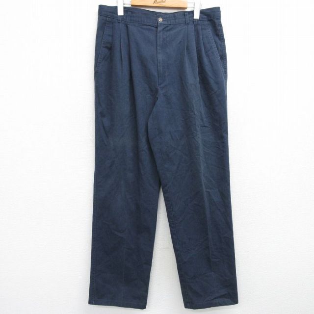 【50%OFF】W35★古着 チノ パンツ チノパン メンズ 90年代 90s USA製 紺 ネイビー 25mar03 中古 ボトムス ロング