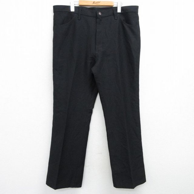 W39★古着 ラングラー Wrangler ランチャー パンツ メンズ 大きいサイズ 黒 ブラック 25mar03 中古 ボトムス ロング