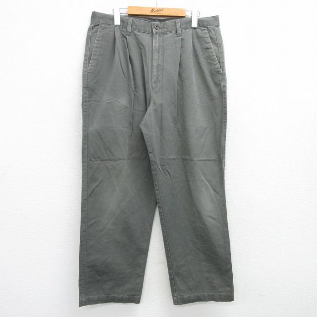 【50%OFF】W35★古着 ドッカーズ チノ パンツ チノパン メンズ コットン 濃緑 グリーン 25mar03 中古 ボトムス ロング