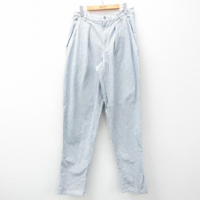 W31★古着 カルバンクライン Calvin Klein パンツ メンズ 90年代 90s 紺他 ネイビー ストライプ 25mar03 中古 ボトムス ロング