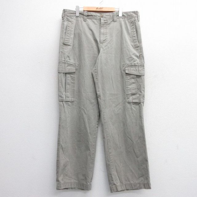 W37★古着 エディーバウアー カーゴ パンツ メンズ コットン グレー系 25mar03 中古 ボトムス ロング