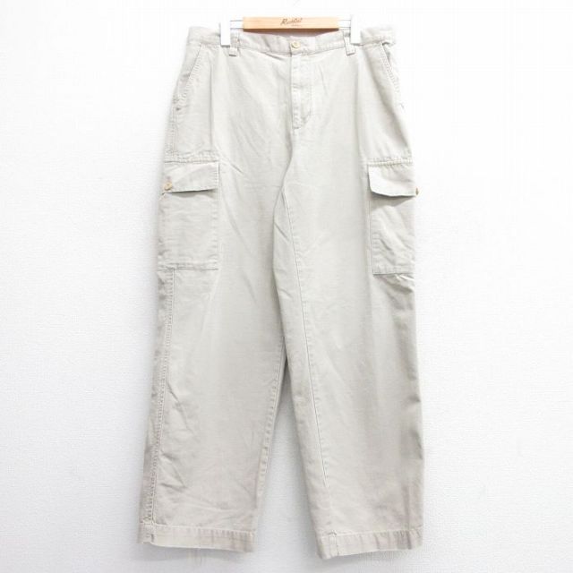 W34★古着 ノーティカ NAUTICA ブランド カーゴ パンツ メンズ コットン 薄ベージュ カーキ 25mar03 中古 ボトムス ロング