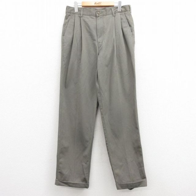 W32★古着 チノ パンツ チノパン メンズ コットン グレー 25mar03 中古 ボトムス ロング