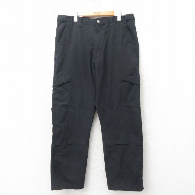 W39★古着 ラングラー Wrangler ワーク カーゴ パンツ メンズ リップストップ 黒 ブラック 25mar03 中古 ボトムス ロング