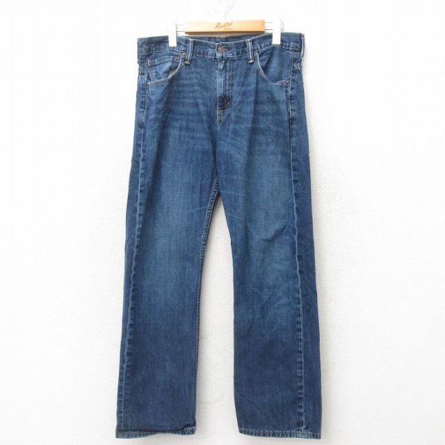 W34★古着 リーバイス Levis 569 ジーンズ メンズ ヒゲ コットン 紺 ネイビー デニム 25mar03 中古 ボトムス ジーパン Gパン ロング パンツ