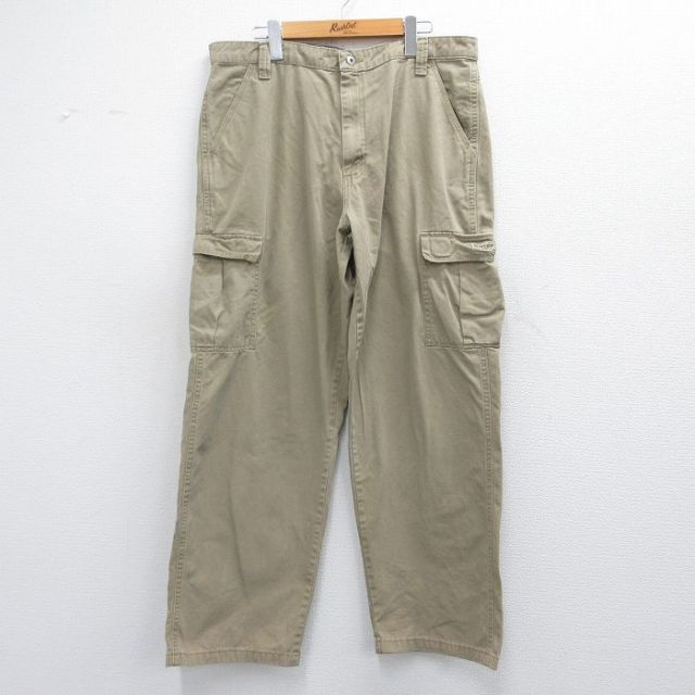 W36★古着 ラングラー Wrangler カーゴ パンツ メンズ コットン ベージュ カーキ 25mar04 中古 ボトムス ロング