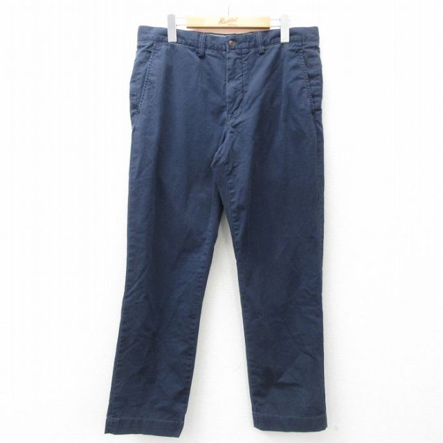 W34★古着 ラルフローレン Ralph Lauren ブランド パンツ メンズ ワンポイントロゴ 紺 ネイビー 25mar04 中古 ボトムス ロング