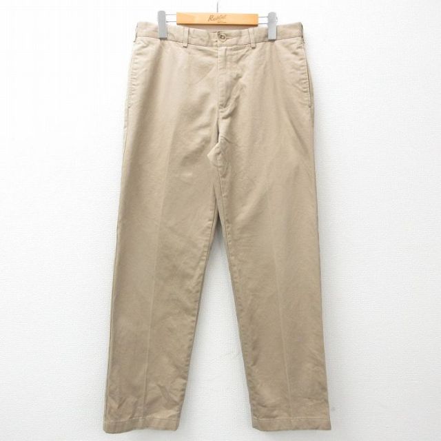 【50%OFF】W32★古着 ランズエンド パンツ メンズ コットン ベージュ カーキ 25mar04 中古 ボトムス ロング