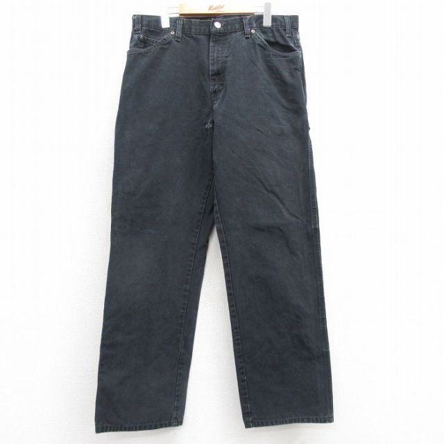 W35★古着 ディッキーズ Dickies ペインター パンツ メンズ ダック地 コットン 黒 ブラック 25mar04 中古 ボトムス ロング