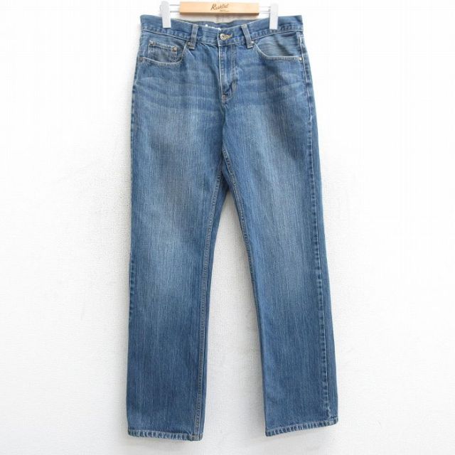 【20%OFF】W36★古着 ジーンズ メンズ ヒゲ コットン 紺 ネイビー デニム 25mar05 中古 ボトムス ジーパン Gパン ロング パンツ