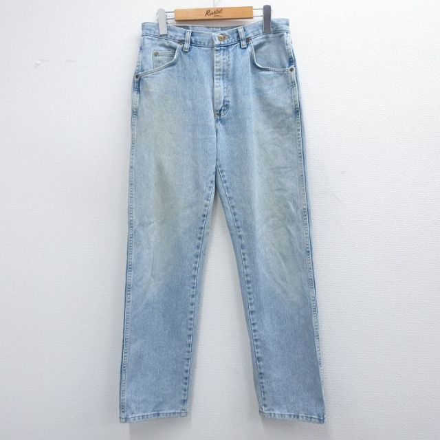 W32★古着 ラングラー Wrangler ジーンズ メンズ 00年代 00s 薄紺 ネイビー デニム 25mar05 中古 ボトムス ジーパン Gパン ロング パンツ