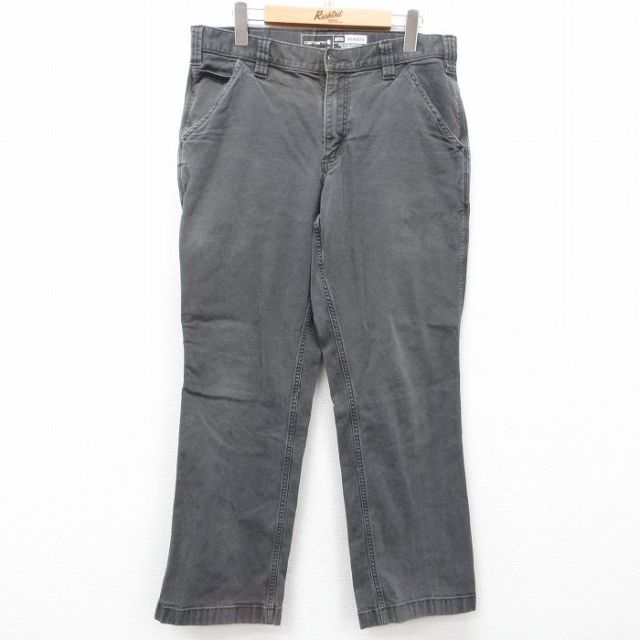 W33★古着 カーハート Carhartt パンツ メンズ 濃グレー 25mar06 中古 ボトムス ロング