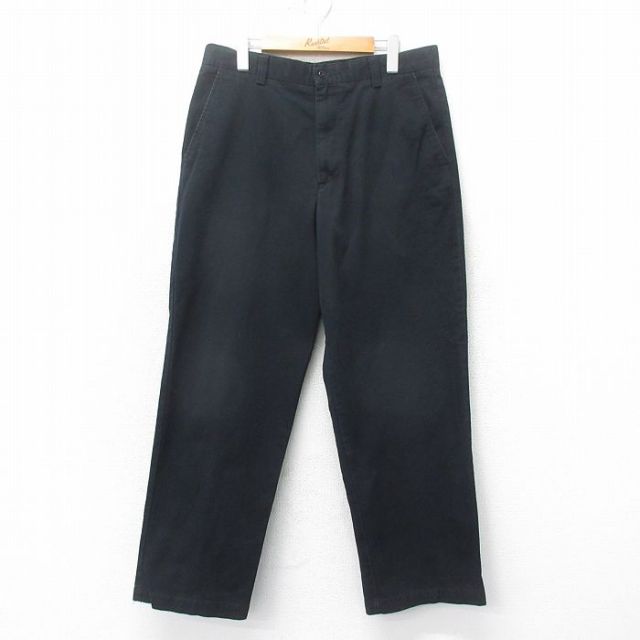 W34★古着 ドッカーズ パンツ メンズ コットン 黒 ブラック 25mar06 中古 ボトムス ロング
