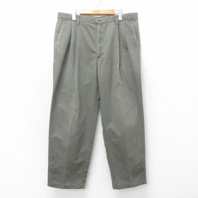 【50%OFF】W38★古着 ドッカーズ パンツ メンズ 00年代 00s コットン 濃緑 グリーン 25mar06 中古 ボトムス ロング